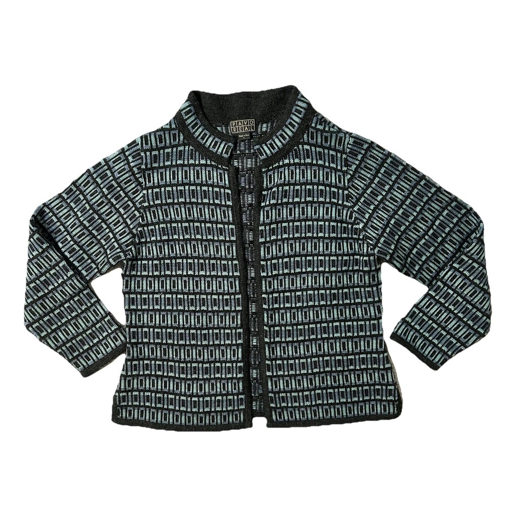Women's Alpaca Pima Cotton Cardigan Sweater Open Front  Preppy Pavo Real
